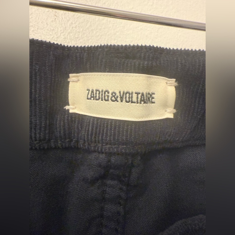 Zadig & Voltaire Eva Velours Black Faux Noir Cordouroy Jeans Size 27 - Picture 4 of 10